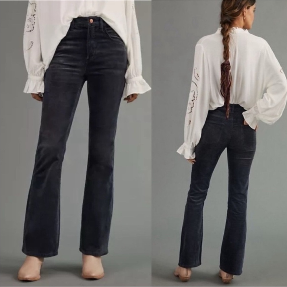 Anthropologie Pilcro Corduroy The Icon High Rise Wide Flared Leg Pant Black 25